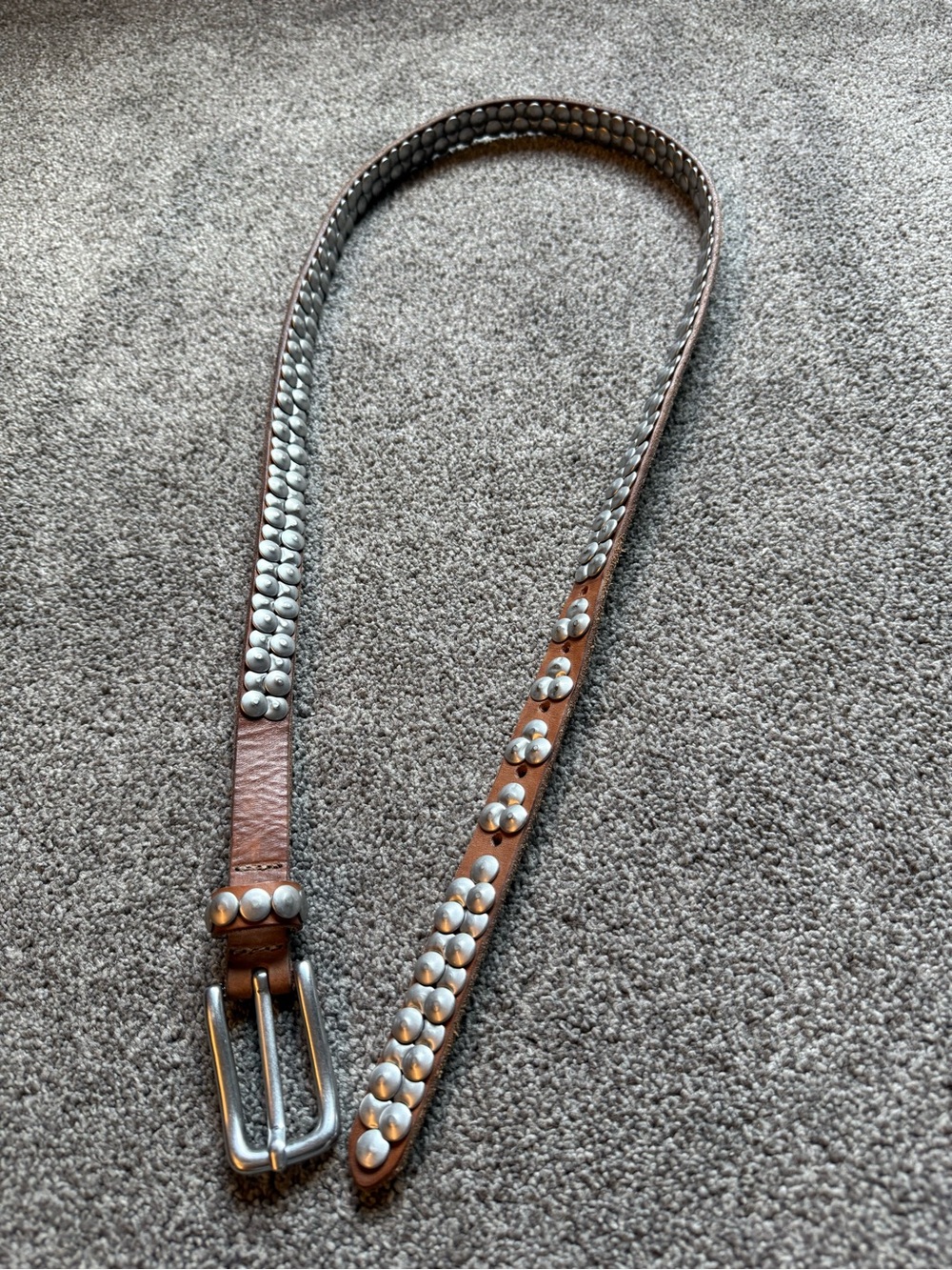 Liebeskind Brown Leather Studded Belt with Silver Accents